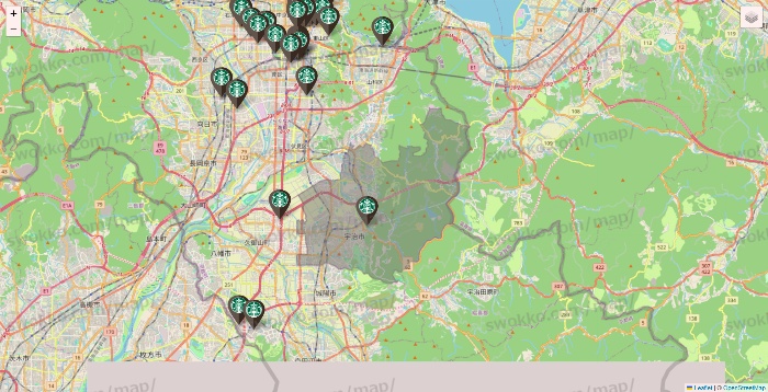 京都府のスターバックスの店舗地図