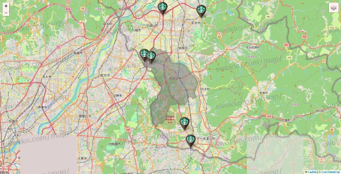 京都府のスターバックスの店舗地図