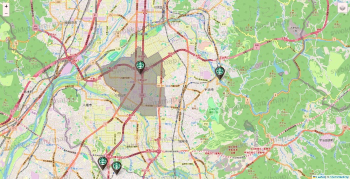京都府のスターバックスの店舗地図
