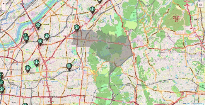 大阪府のスターバックスの店舗地図
