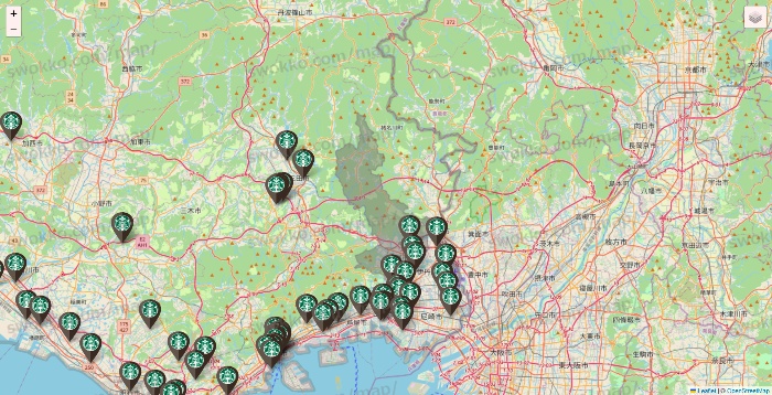 兵庫県のスターバックスの店舗地図