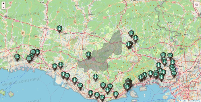 兵庫県のスターバックスの店舗地図