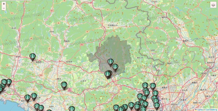 兵庫県のスターバックスの店舗地図