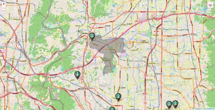 奈良県のスターバックスの店舗地図