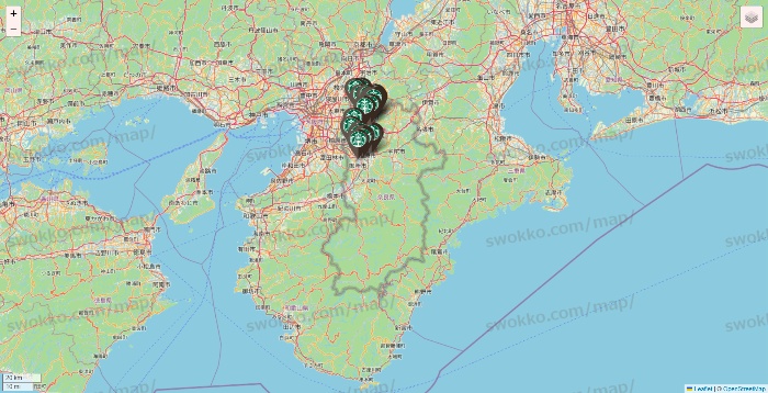 奈良県のスターバックスの店舗地図