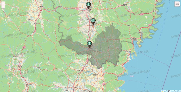 岩手県のスターバックスの店舗地図