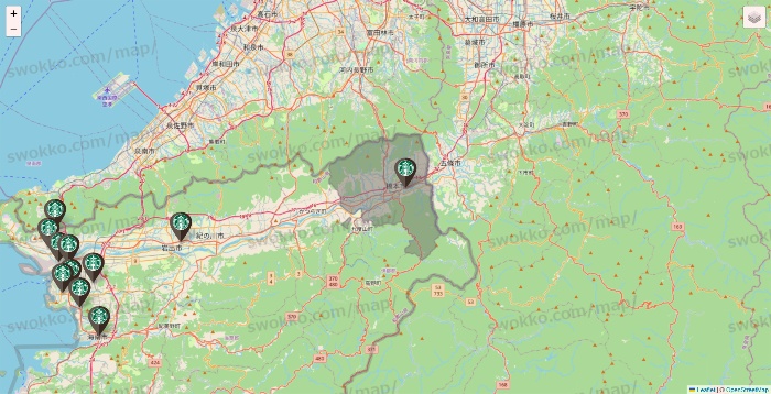 和歌山県のスターバックスの店舗地図