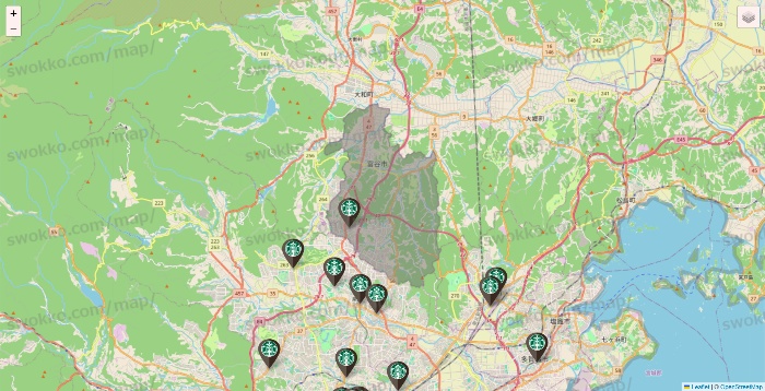 宮城県のスターバックスの店舗地図