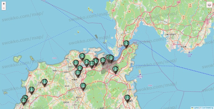 福岡県のスターバックスの店舗地図