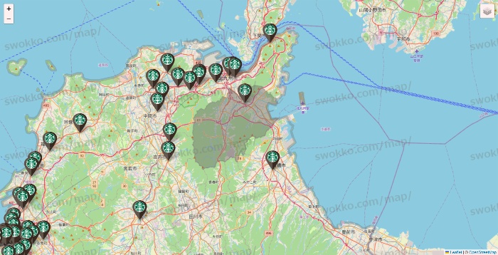 福岡県のスターバックスの店舗地図