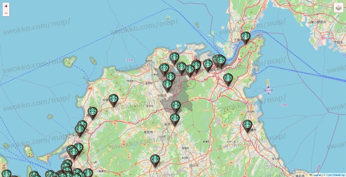 福岡県のスターバックスの店舗地図