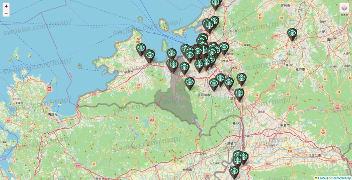 福岡県のスターバックスの店舗地図