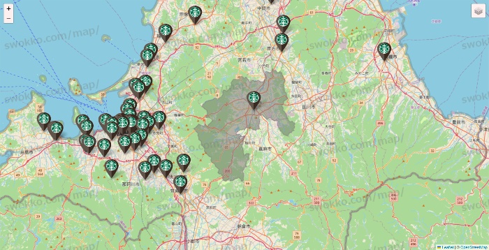 福岡県のスターバックスの店舗地図