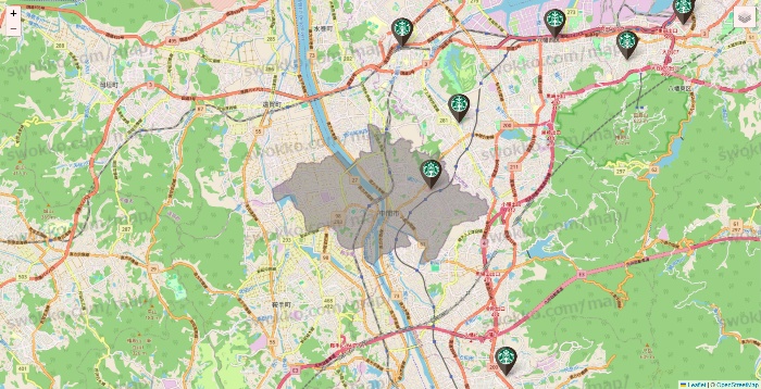 福岡県のスターバックスの店舗地図