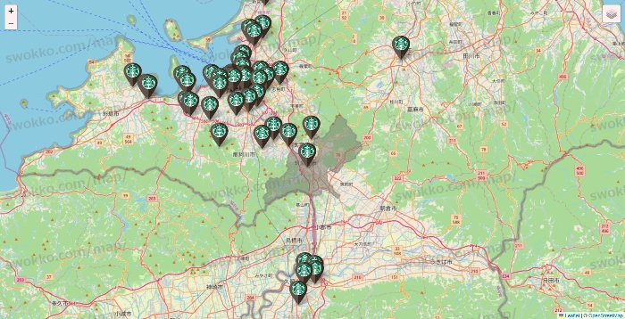 福岡県のスターバックスの店舗地図