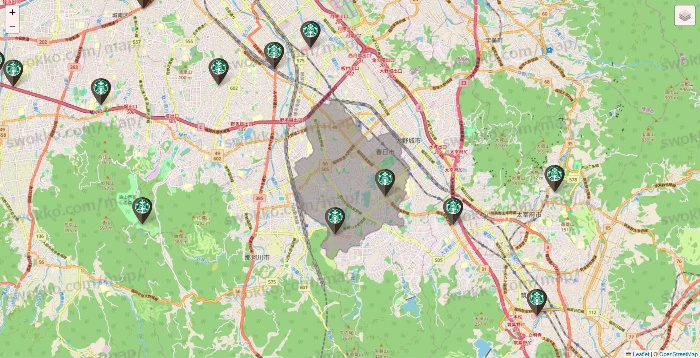 福岡県のスターバックスの店舗地図
