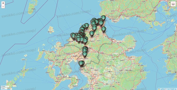 福岡県のスターバックスの店舗地図