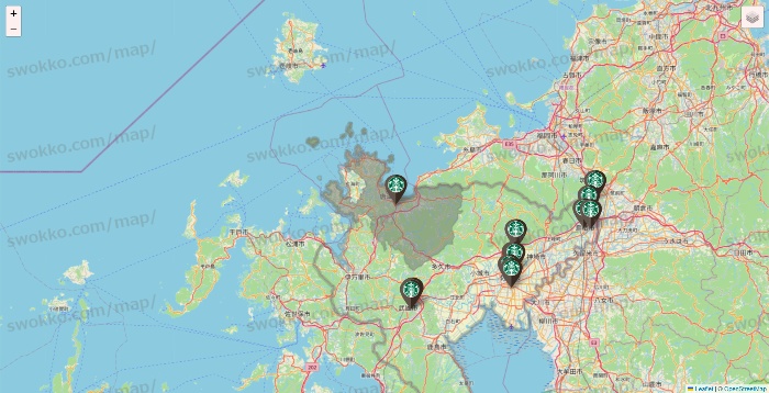 佐賀県のスターバックスの店舗地図