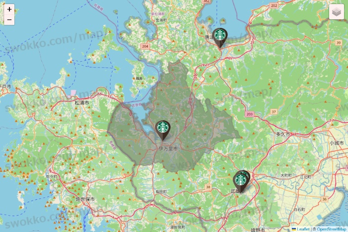 佐賀県のスターバックスの店舗地図