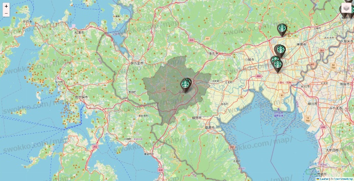 佐賀県のスターバックスの店舗地図