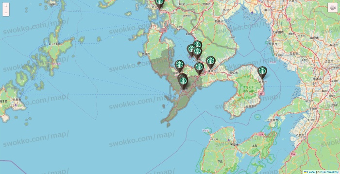 長崎県のスターバックスの店舗地図