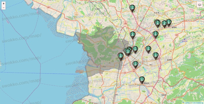 熊本県のスターバックスの店舗地図