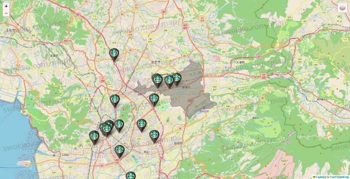 熊本県のスターバックスの店舗地図