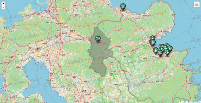 大分県のスターバックスの店舗地図