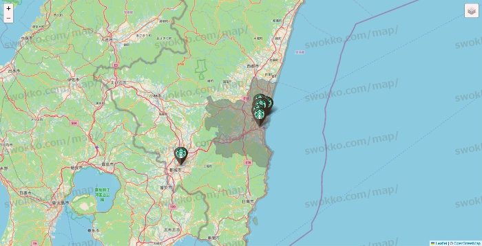 宮崎県のスターバックスの店舗地図