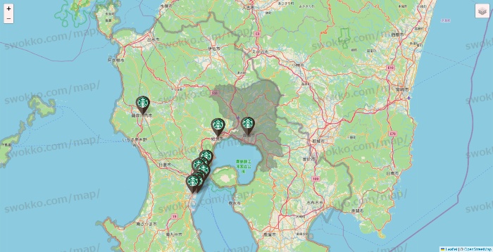 鹿児島県のスターバックスの店舗地図