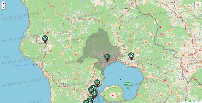 鹿児島県のスターバックスの店舗地図