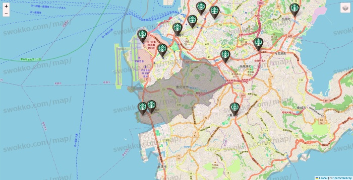 沖縄県のスターバックスの店舗地図