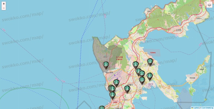 沖縄県のスターバックスの店舗地図
