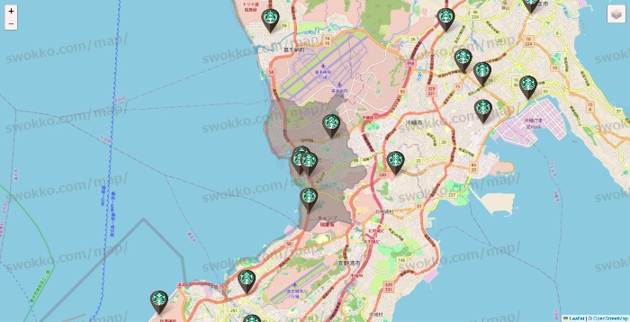 沖縄県のスターバックスの店舗地図