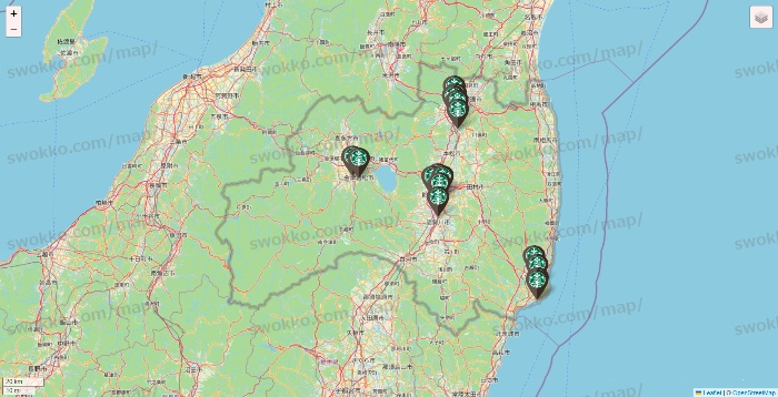 福島県のスターバックスの店舗地図