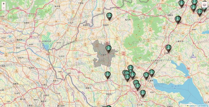 茨城県のスターバックスの店舗地図