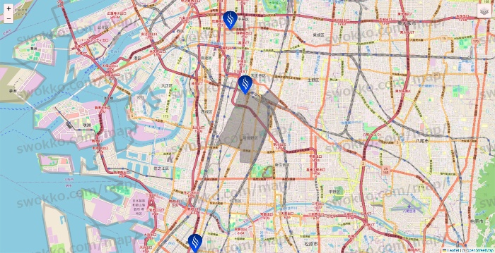 大阪府のSTLASSH（ストラッシュ）の店舗地図