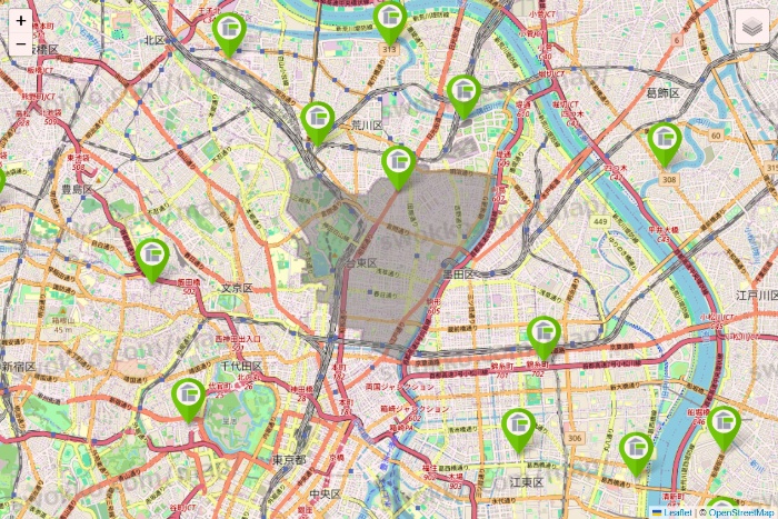 東京都のStorage PLUSの店舗地図
