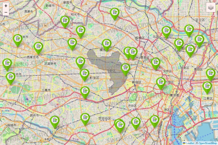 東京都のStorage PLUSの店舗地図