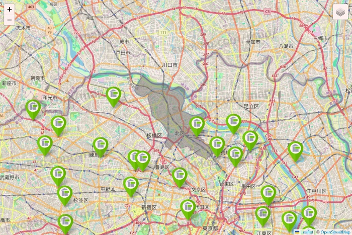 東京都のStorage PLUSの店舗地図