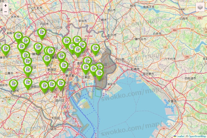 東京都のStorage PLUSの店舗地図