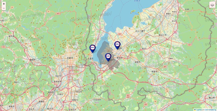 滋賀県のサンディの店舗地図