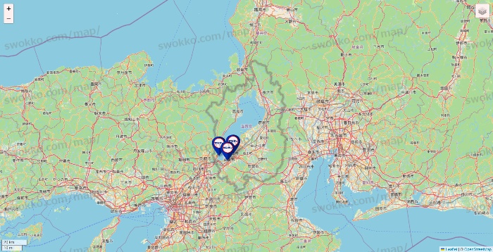 滋賀県のサンディの店舗地図