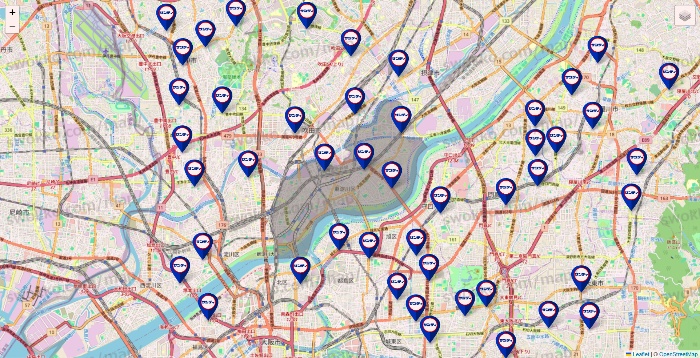 大阪府のサンディの店舗地図
