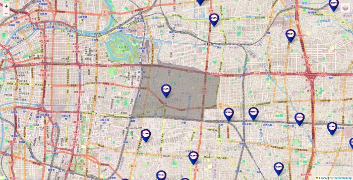 大阪府のサンディの店舗地図