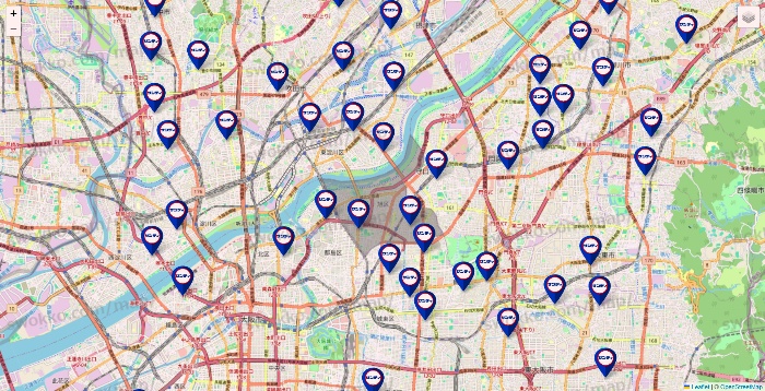 大阪府のサンディの店舗地図