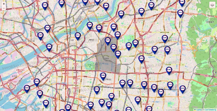 大阪府のサンディの店舗地図