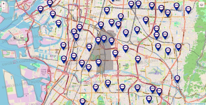 大阪府のサンディの店舗地図