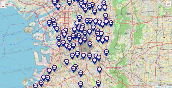 大阪府のサンディの店舗地図