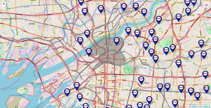 大阪府のサンディの店舗地図